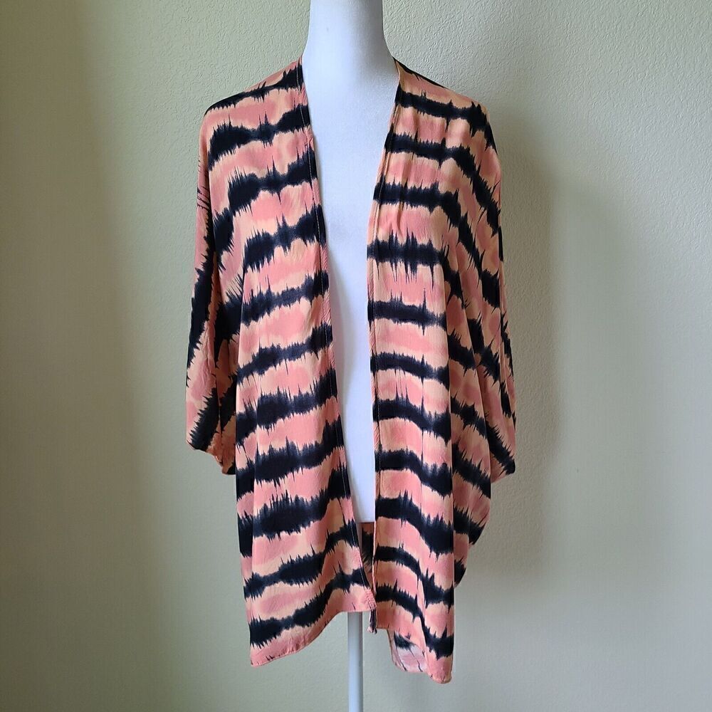 Kimono Cardigan Colorful Coverup Boho Open Front Size Medium Spicy Girl Striped